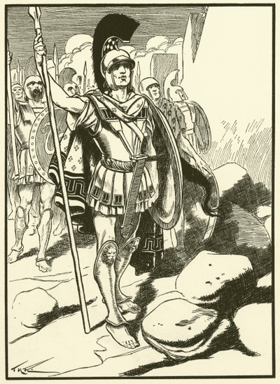 Řekové před Trójou (rytina) od Thomas Heath Robinson