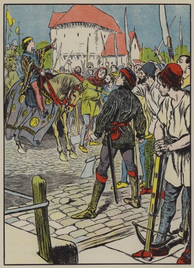 Mladý král Richard potlačuje vzpouru (barevná litografie) od Thomas Heath Robinson