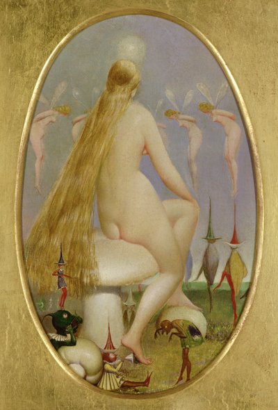 Víla sedící na houbě, c.1860 od Thomas Heatherley