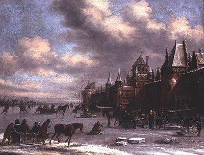 Holandská bruslařská scéna na ústí řeky od Thomas Heeremans