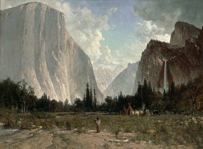 Vodopád Bridal Veil, Yosemity, asi 1870-84 (olej na plátně) od Thomas Hill