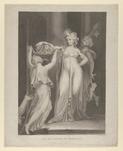 Dcera Herodias Salome přijímající hlavu Jana Křtitele, Matouš 14:10-11..., 1798. od Thomas Holloway