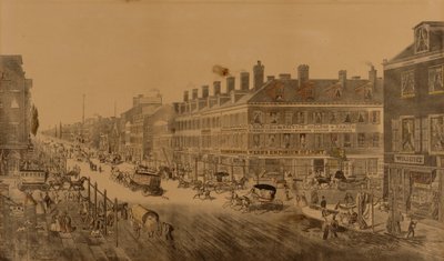 Broadway, New York, 1836 (Webbova prodejna světla) od Thomas Horner