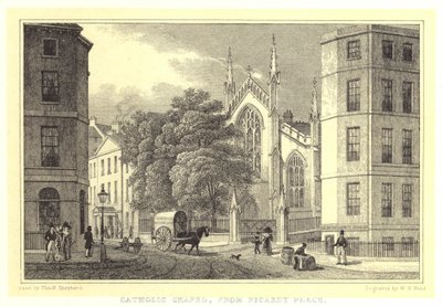 Katolická kaple, z Picardy Place (rytina) od Thomas Hosmer (after) Shepherd