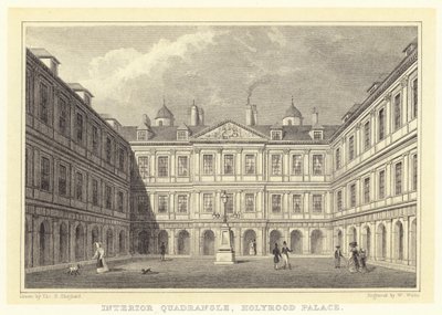 Interiér čtyřúhelník, palác Holyrood (rytina) od Thomas Hosmer (after) Shepherd