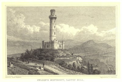 Nelsonův památník, Calton Hill (rytina) od Thomas Hosmer (after) Shepherd