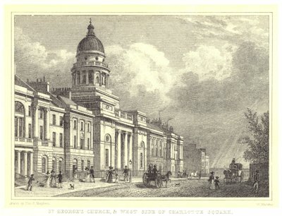 Kostel svatého Jiří a západní strana Charlotte Square (rytina) od Thomas Hosmer (after) Shepherd