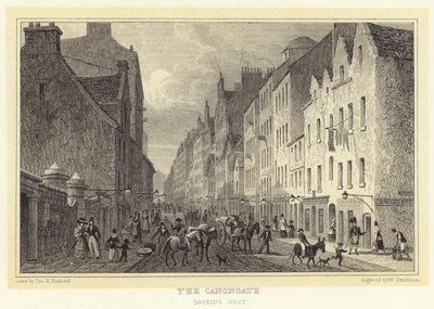 Canongate, hledící na západ (rytina) od Thomas Hosmer (after) Shepherd