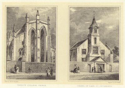 Trinity College Church; Chapel of Ease, St Cuthberts (rytina) od Thomas Hosmer (after) Shepherd