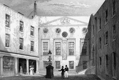 Sál lékárníků, Pilgrim St., Blackfriars, ryl J. Hinchliff, 1831 od Thomas Hosmer Shepherd