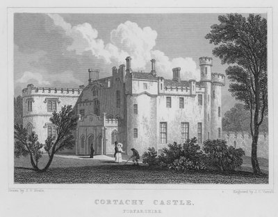 Hrad Cortachy, Forfarshire (rytina) od Thomas Hosmer Shepherd