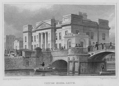 Custom House, Leith (rytina) od Thomas Hosmer Shepherd