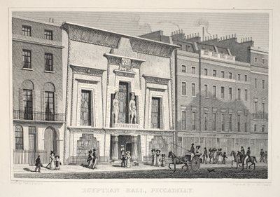 Egyptian Hall, Piccadilly, z hospody „Londýn a jeho okolí v devatenáctém století“. Jones und Co., 1827-1829 od Thomas Hosmer Shepherd