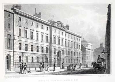 Spotřební úřad, Broad Street, z hospody „Londýn a jeho okolí v devatenáctém století“. Jones und Co., 1827-1829 od Thomas Hosmer Shepherd