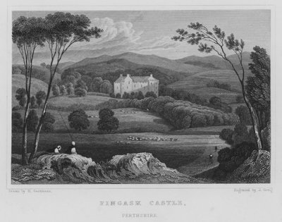 Hrad Fingask, Perthshire (rytina) od Thomas Hosmer Shepherd