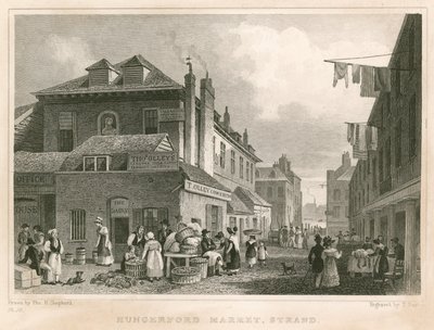 Hungerford Market, poblíž York Buildings, The Strand, Londýn od Thomas Hosmer Shepherd