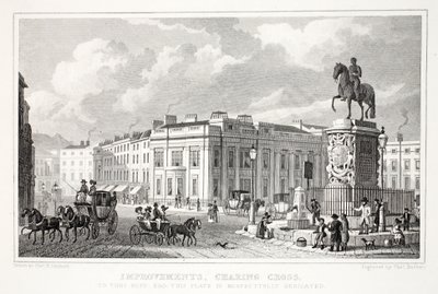 Vylepšení, Charing Cross, z hospody „Londýn a jeho okolí v devatenáctém století“. Jones und Co., 1827-1829 od Thomas Hosmer Shepherd