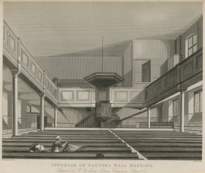 Interiér Salters Hall Meeting, který se nachází v St Swithins Lane, Cannon Street, Londýn od Thomas Hosmer Shepherd