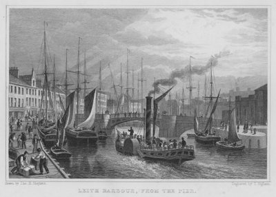 Leith Harbour, z mola (rytina) od Thomas Hosmer Shepherd