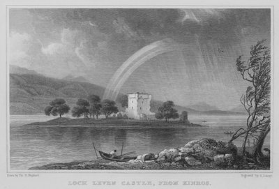 Hrad Loch Leven, z Kinros (rytina) od Thomas Hosmer Shepherd