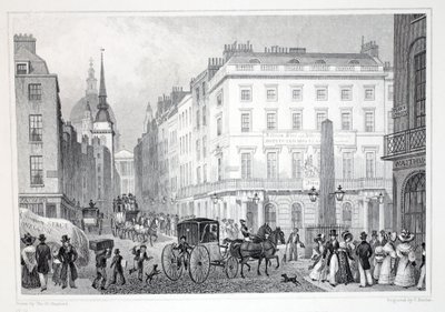 Ludgate Hill, z Fleet Street, z hospody „Londýn a jeho okolí v devatenáctém století“. Jones und Co., 1827-1829 od Thomas Hosmer Shepherd