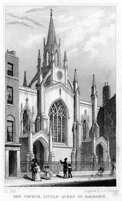 New Church, Little Queen Street, Holborn, Londýn, 19. století. od Thomas Hosmer Shepherd