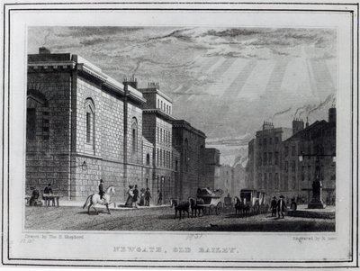Věznice Newgate a Old Bailey, vyryl Robert Acon, 1831 od Thomas Hosmer Shepherd