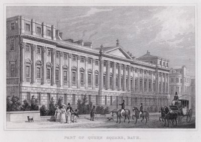 Část Queen Square, Bath (rytina) od Thomas Hosmer Shepherd