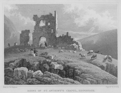 Ruiny kaple svatého Antonína, Edinburgh (rytina) od Thomas Hosmer Shepherd