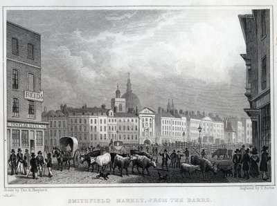 Smithfieldský trh od Barrse, rytina Thomase Barbera, asi 1830 od Thomas Hosmer Shepherd