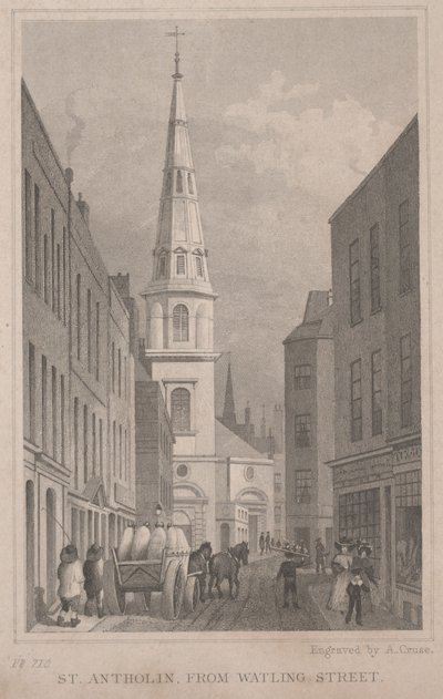 St. Antholin, z Watling Street, ryl A. Cruse, kolem roku 1830 (rytina) od Thomas Hosmer Shepherd