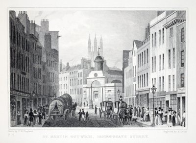 St Martin Outwich, Bishopsgate Street, z Londýna a jeho okolí v hospodě Devatenáctého století. Jones und Co., 1827-1829 od Thomas Hosmer Shepherd