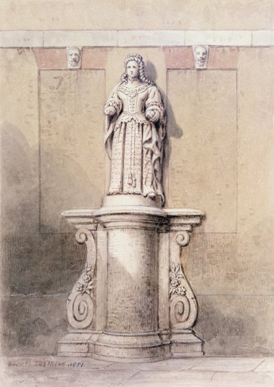 Socha královny Anny na východním konci náměstí Queen Square, 1851 od Thomas Hosmer Shepherd