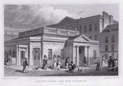 The Hot Baths a New Infirmary, Bath (rytina) od Thomas Hosmer Shepherd
