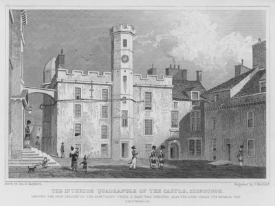 Vnitřní čtyřúhelník hradu, Edinburgh (rytina) od Thomas Hosmer Shepherd