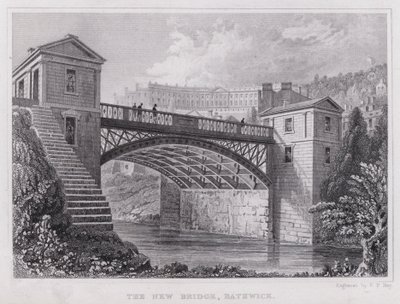 The New Bridge, Bathwick (rytina) od Thomas Hosmer Shepherd