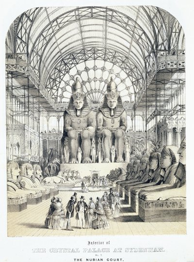 Nubijský dvůr v Křišťálovém paláci v Sydenhamu, asi 1851-1855 (akvatinta) od Thomas Hosmer Shepherd