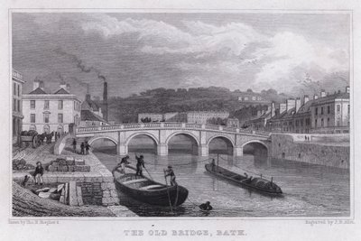 Starý most, Bath (rytina) od Thomas Hosmer Shepherd