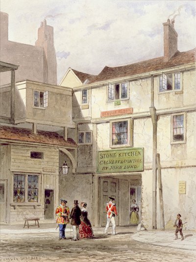 Slavná jídelna ve věži - zvaná Kamenná kuchyně - zbořena v roce 1827 (akvarel) od Thomas Hosmer Shepherd