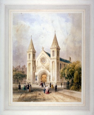 Pohled na neznámou náboženskou budovu na Regent Square, St Pancras, Londýn, 1842. od Thomas Hosmer Shepherd