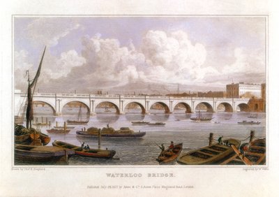 Waterloo Bridge, Londýn, přes Temži, 1817 od Thomas Hosmer Shepherd