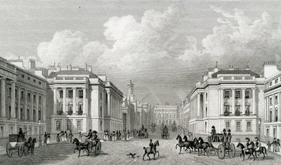 Waterloo Place a část Regent Street, pub.1828 od Thomas Hosmer Shepherd