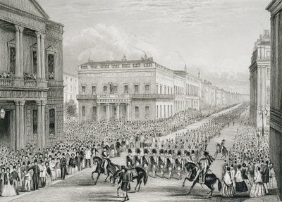 Wellingtonův pohřební průvod procházející kolem Senior United Service Club, Pall Mall od Thomas Hosmer Shepherd