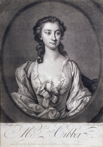 Portrét paní Cibberové (1714-1766), herečky a zpěvačky, vyryl John Faber (1684-1756), 1746 od Thomas Hudson