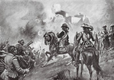Francesco Morosini bombarduje Parthenon od Thomas Hutchison Peddie