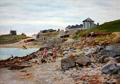 Kingsland, Cornwall, se dvěma dívkami na pláži od Thomas J. Purchas