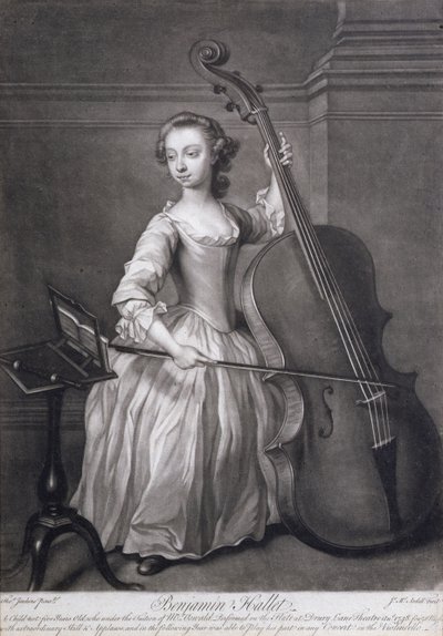 Portrét Benjamina Halleta hrajícího na housle, vyrytý Jamesem McArdellem (asi 1729-65), asi 1749 od Thomas Jenkins