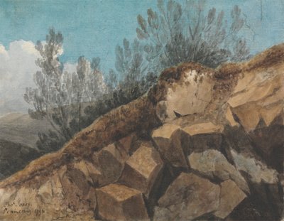 Study of Rocks, poblíž Pencerrig, Wales od Thomas Jones