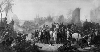 The Relief of Lucknow, und Triumphant Meeting of Havelock, Outram a Sir Colin Campbell, from 