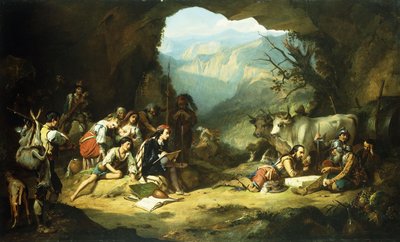 Studio Salvator Rosa v horách Abruzzi, od Thomas Jones Barker
